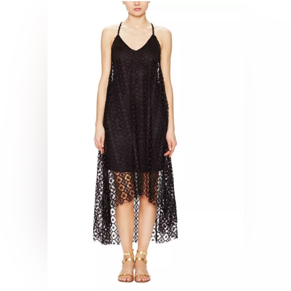 T-Bags Los Angeles Crochet Maxi Dress Size XS BLACK